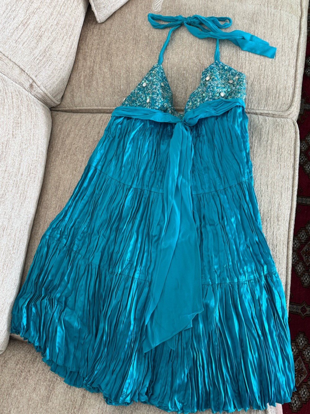 BCBG beaded halter dress- worn once- size 6